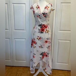 White Floral Wrap Dress